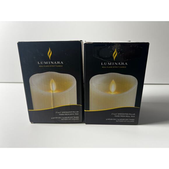 ✨ NEW & UNUSED! Luminara Real-Flame Effect LED Candle Pair 3"x4.5" ✨ - Picture 1 of 3